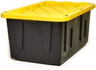 📦 homz tough durabilt tote box 27 gallon stackable black/yellow 2 pack: a durable storage solution for home and office organization! logo