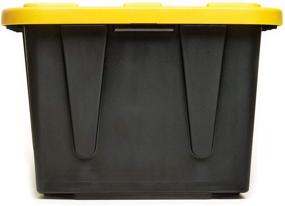 img 1 attached to 📦 Homz Tough Durabilt Tote Box 27 Gallon Stackable Black/Yellow 2 Pack: A Durable Storage Solution for Home and Office Organization!