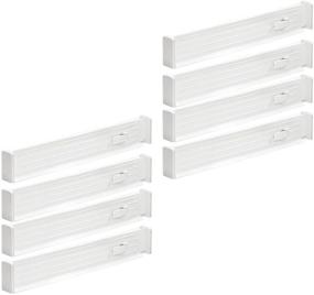 img 4 attached to 🗄️ mDesign Expandable Kitchen Drawer Organizer - Adjustable Divider with Foam Ends - Secure Hold, Locks in Place - Separators for Pantry, Cupboard, Cabinet Storage - 8 Pack - White