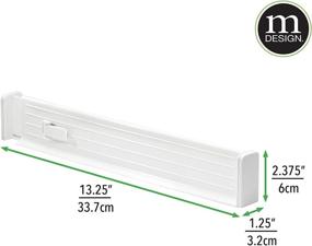 img 1 attached to 🗄️ mDesign Expandable Kitchen Drawer Organizer - Adjustable Divider with Foam Ends - Secure Hold, Locks in Place - Separators for Pantry, Cupboard, Cabinet Storage - 8 Pack - White