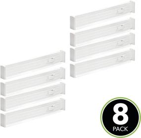 img 3 attached to 🗄️ mDesign Expandable Kitchen Drawer Organizer - Adjustable Divider with Foam Ends - Secure Hold, Locks in Place - Separators for Pantry, Cupboard, Cabinet Storage - 8 Pack - White