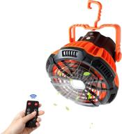 portable camping fan with led lantern and hanging hook - rechargeable usb desk fan for home, office, tent, outdoor - orange logo