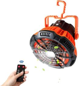 img 4 attached to Portable Camping Fan with LED Lantern and Hanging Hook - Rechargeable USB Desk Fan for Home, Office, Tent, Outdoor - Orange
