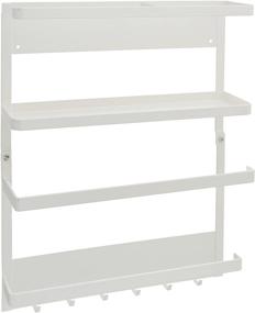 img 4 attached to YAMAZAKI Home 2560 Kitchen Rack - Magnetic Storage Holder and Organizer in White, One Size