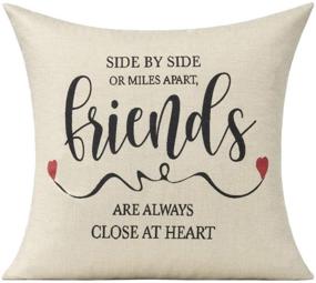 img 1 attached to All Smiles Friendship Gifts: Cute Throw Pillow Covers with Decorative Friend Decor Quotes for Best Friends Birthday, Woman, Girl, or Her - 18x18 Cushion Square Case for Decorations on Patio, Couch, or Sofa, Even if Miles Apart