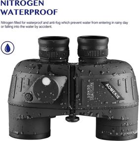 img 1 attached to 🔭 AOMEKIE 10x50 Binoculars: Night Vision Marine Military Waterproof Design with Rangefinder Compass BAK4 Prism FMC Lens - Ideal for Adults