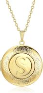 📷 18k gold plated alphabet initial round lockets with photo memory function - locket necklace for pictures logo