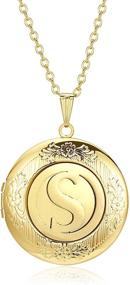 img 4 attached to 📷 18K Gold Plated Alphabet Initial Round Lockets with Photo Memory Function - Locket Necklace for Pictures