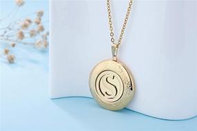 img 2 attached to 📷 18K Gold Plated Alphabet Initial Round Lockets with Photo Memory Function - Locket Necklace for Pictures