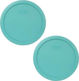 img 1 attached to 🔵 Pyrex 7402-PC Turquoise Round Plastic Food Storage Replacement Lids - 2 Pack: Keep Your Leftovers Fresh!