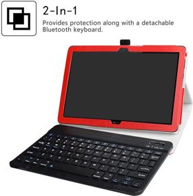 img 3 attached to 🔴 Premium LiuShan Red Wireless Keyboard Case for MediaPad T5 10-Inch Android Tablet - Detachable Keyboard & PU Leather Stand