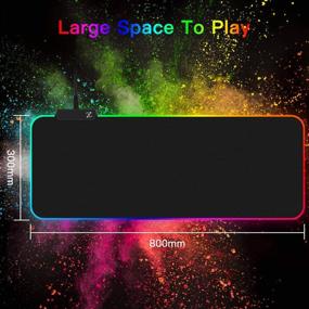 img 3 attached to 🖱️ GGLTECK XXL RGB Gaming Mouse Pad, Extended Mousepad 32"x12" Desk Mat, Non-Slip Rubber Mice Pads with Durable Stitched Anti-Fray Edges and Portable Bag