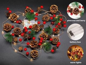 img 3 attached to 🎄 2-Pack 7FT Christmas Garland with Lights - Pinecones, Berries and Prelit Mantle Garland - Indoor/Outdoor Battery-Powered Holiday Decoration with 20LEDs