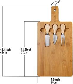 img 2 attached to 🧀 16x8 Bamboo Cheese Board and Knife Set with Magnetic Cutlery Storage - Charcuterie Board Set, Cheese Serving Platter, Wood Serving Tray with Handle - Perfect for Birthday, Anniversary, Housewarming Gift