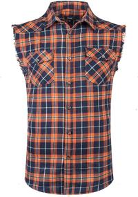 img 4 attached to NUTEXROL Relaxed Flannel Sleeveless Cotton Men's Shirt: Casual Comfort for All Occasions