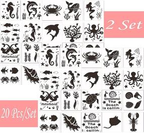 img 3 attached to 🐠 40-Pack Ocean Animal Stencils: Reusable Stencils for Kids, Sea Creatures & Mermaid Design Stencil Set - Ideal for Ages 4-8, Painting Templates for Floors, Walls, Tiles, Fabrics & Furniture