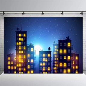 img 4 attached to 🌃 7x5FT Superhero City Backdrop with Starry Sky Decor - RUINI Super Hero City Banner