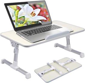 img 4 attached to 🍯 Neetto Portable Laptop Bed Table - Height Adjustable, Foldable Legs, Breakfast Tray for Eating, Notebook Computer Stand for Reading & Writing on Bed, Couch, Sofa, or Floor - Honeydew