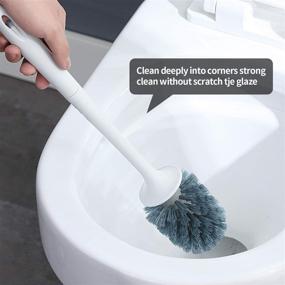 img 1 attached to 🚽 Toilet Bowl Brush and Holder Set - Long Handle, Hideaway Compact Design - Durable Scrubbing Bristles for Deep Bathroom Cleaning (Flooring, White) by WORTHBUY