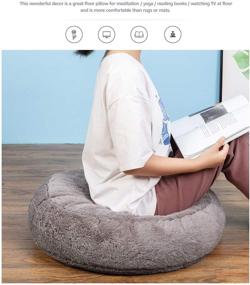 img 3 attached to 🪑 HIGOGOGO Round Faux Fur Floor Cushion - Fluffy Floor Pillow Pouf with Removable Cover - 8" Thickness - Soft Shaggy Meditation Cushion for Living Room Bedroom Sofa - Grey Color - 24"x24" Size