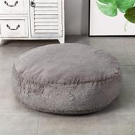 🪑 higogogo round faux fur floor cushion - fluffy floor pillow pouf with removable cover - 8" thickness - soft shaggy meditation cushion for living room bedroom sofa - grey color - 24"x24" size logo