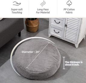 img 1 attached to 🪑 HIGOGOGO Round Faux Fur Floor Cushion - Fluffy Floor Pillow Pouf with Removable Cover - 8" Thickness - Soft Shaggy Meditation Cushion for Living Room Bedroom Sofa - Grey Color - 24"x24" Size