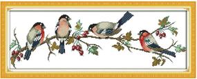 img 4 attached to EGoodn Pre Printed Bullfinches Embroidery Needlework