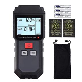 img 4 attached to Mini Digital EMF Meter - Handheld Electromagnetic Field Detector with Backlit LCD, Sound & Light Alarm - Includes 2 Stickers - CAMWAY
