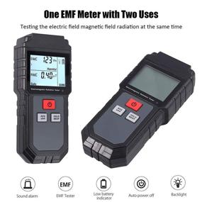 img 2 attached to Mini Digital EMF Meter - Handheld Electromagnetic Field Detector with Backlit LCD, Sound & Light Alarm - Includes 2 Stickers - CAMWAY