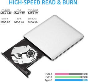 img 1 attached to 💿 Aluminum External USB 3.0 and USB C Blu Ray DVD CD Writer Burner for MacBook Pro Air 2012-2019, Windows 7/8/10, Linxus Laptops