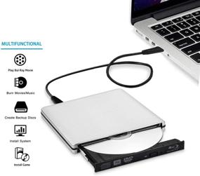 img 3 attached to 💿 Aluminum External USB 3.0 and USB C Blu Ray DVD CD Writer Burner for MacBook Pro Air 2012-2019, Windows 7/8/10, Linxus Laptops