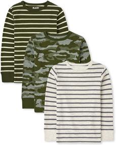 img 4 attached to Childrens Place Sleeve Striped Thermal Boys' Clothing and Tops, Tees & Shirts
