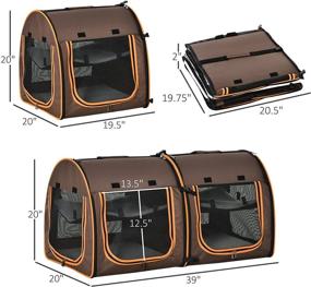 img 1 attached to PawHut 39-inch Portable Soft-Sided Pet Cat Carrier with Divider, Dual Compartments, Plush Cushions, and Storage Bag - Brown