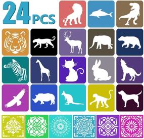 img 4 attached to 🐾 Forest Animals Shapes Reusable Mylar Stencils: Ideal Plastic Drawing Painting Stencil for Kids Crafts, Wood, Canvas, and Wall Decor