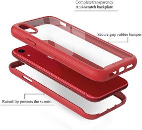 img 2 attached to 📱 CellEver iPhone XR Case - Clear Full Body Protective Cover, Heavy Duty Anti-Slip Transparent Case, Designed for iPhone XR 6.1 inch - Red (Includes 2X Glass Screen Protector)