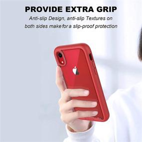 img 1 attached to 📱 CellEver iPhone XR Case - Clear Full Body Protective Cover, Heavy Duty Anti-Slip Transparent Case, Designed for iPhone XR 6.1 inch - Red (Includes 2X Glass Screen Protector)