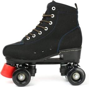 img 2 attached to 🛼 High-Top PU Leather Roller Skates for Women Men - Adjustable Four-Wheel Shoes for Beginners and Professionals, Ideal for Indoor and Outdoor Activities - Unisex Design