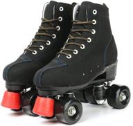 🛼 high-top pu leather roller skates for women men - adjustable four-wheel shoes for beginners and professionals, ideal for indoor and outdoor activities - unisex design логотип