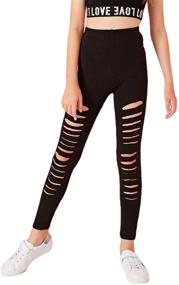 img 4 attached to Romwe Girl's Geo Print Mesh High Waist Leggings: Stylish Skinny Yoga Pants for Running and Jogging