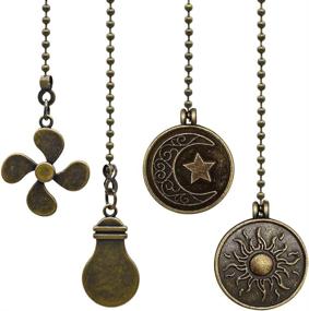 img 4 attached to Ceiling Fan Pulls Set - Moon and Sun Shaped Fan Chain Extender with Connector - 4 Pack, 12 Inches Beaded Ball Pull Chains, Bronze Finish, 3mm Diameter - Ideal for Fan and Light Bulb Ornaments