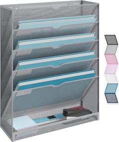 img 4 attached to Gray Heavy-Duty Mesh Mail Organizer for Wall - Efficient Paper, Folder & Magazine Organization for Home, Office, Classroom, or Doctor