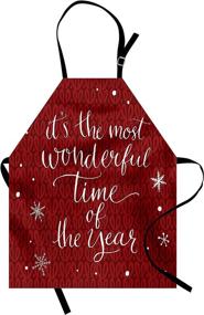 img 1 attached to 🎄 Lunarable Saying Apron: Christmas Concept with 'The Most Wonderful Time of The Year' Phrase and Snowflakes