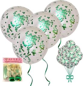 img 4 attached to 🎈 AULE 36-Inch Green Confetti Balloons & 12-Inch Green Confetti Balloons Set - Large Latex Party Decorations (30 Pcs)