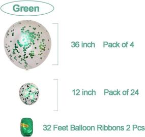 img 1 attached to 🎈 AULE 36-Inch Green Confetti Balloons & 12-Inch Green Confetti Balloons Set - Large Latex Party Decorations (30 Pcs)