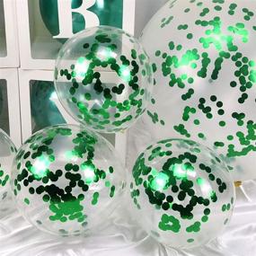 img 2 attached to 🎈 AULE 36-Inch Green Confetti Balloons & 12-Inch Green Confetti Balloons Set - Large Latex Party Decorations (30 Pcs)