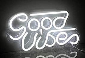 img 1 attached to 🌟 Neon Sign for Bedroom Wall Decor - Good Vibes, White LED Lights with USB & Acrylic Board, Room Lamp Beer for Bar Hotel Party Restaurant Game Room Christmas Valentine's Day Birthday Art Decoration (13x7 Inch)