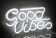 🌟 neon sign for bedroom wall decor - good vibes, white led lights with usb & acrylic board, room lamp beer for bar hotel party restaurant game room christmas valentine's day birthday art decoration (13x7 inch) логотип