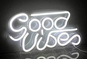 img 4 attached to 🌟 Neon Sign for Bedroom Wall Decor - Good Vibes, White LED Lights with USB & Acrylic Board, Room Lamp Beer for Bar Hotel Party Restaurant Game Room Christmas Valentine's Day Birthday Art Decoration (13x7 Inch)