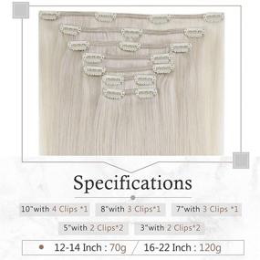 img 3 attached to 💇 Easyouth Real Hair Extensions: 14 Inch Platinum Blonde Clip-in Human Hair Extensions for Double Weft Thick Fine Hair - Remy Hair, 70g