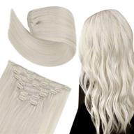 💇 easyouth real hair extensions: 14 inch platinum blonde clip-in human hair extensions for double weft thick fine hair - remy hair, 70g logo